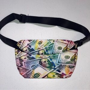Money Print Fanny Pack with Black Strap